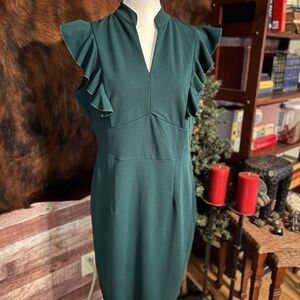 Knitee Forest Green Ruffle Sleeve Dress – NWT, Size XL